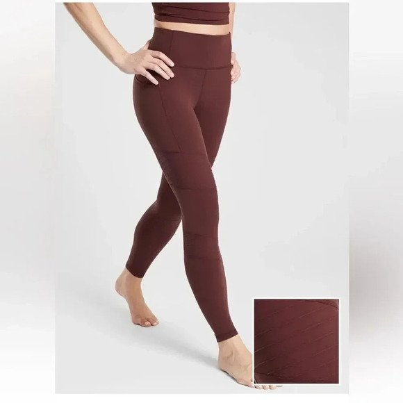 Athleta Inclination Moto Tight in Powervita, Antique Burgundy Small - Picture 1 of 8